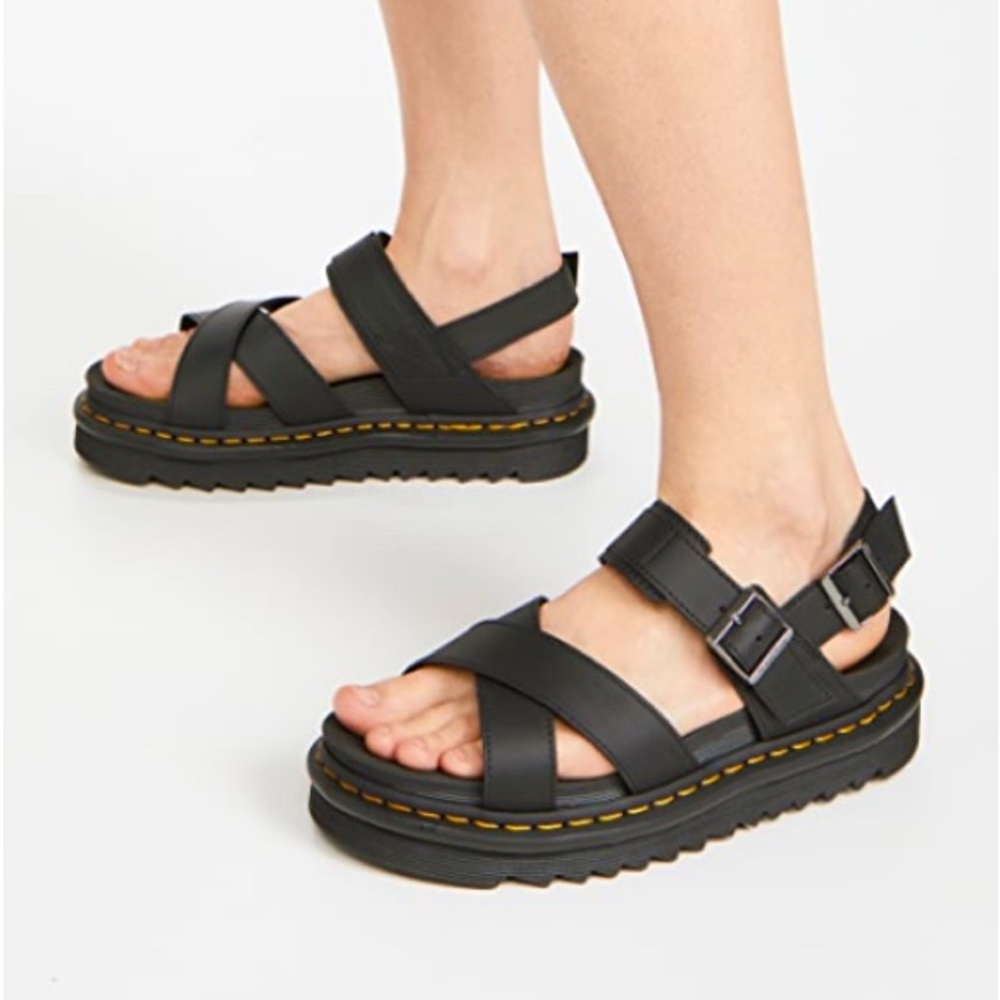 Dr / Doc Martens Voss II Hydro Leather Black Platform Sandals Size 42 / 10 Women